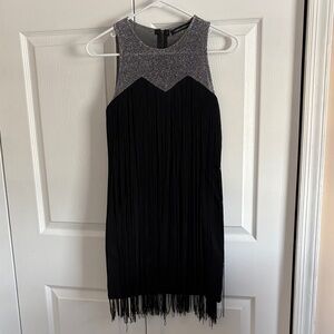 Foreign Exchange Silver and Black Fringe Dress
